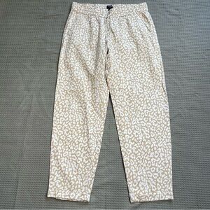 J.Crew Linen Blend Drawstring Pants 2 Womens Leopard Print Tapered